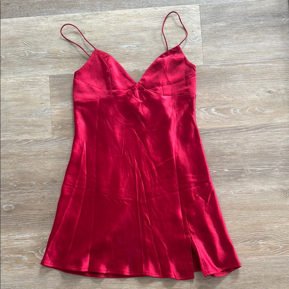 Elegant Red Satin Slip Dress